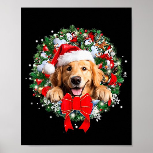 Golden Retriever Christmas Wreath Decoration Xmas  Poster (Voorkant)