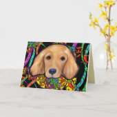 Golden Retriever Cinco de Mayo Kaart (Gele Bloem)
