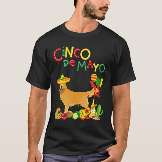 Golden Retriever Cinco De Mayo T-shirt (Voorkant)