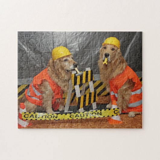 Golden Retriever Construction Workers Legpuzzel (Horizontaal)