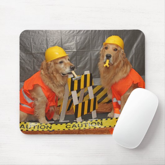 Golden Retriever Construction Workers Muismat (Met muis)