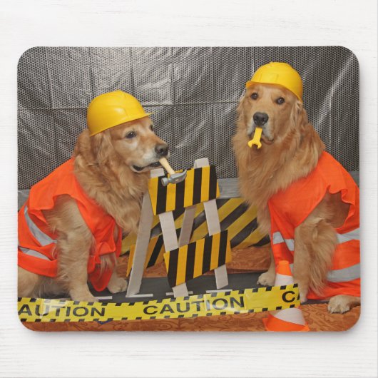 Golden Retriever Construction Workers Muismat (Voorkant)