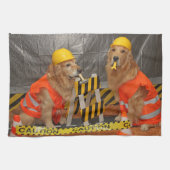 Golden Retriever Construction Workers Theedoek (Horizontaal)