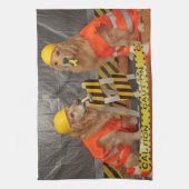 Golden Retriever Construction Workers Theedoek (Verticaal)
