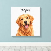 Golden Retriever “Cooper” Naam Canvas Print (Insitu (Houten vloer))