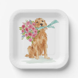 Golden Retriever Coquette Papier Borden Papieren Bordje
