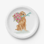 Golden Retriever Coquette Papier Borden Papieren Bordje (Voorkant)