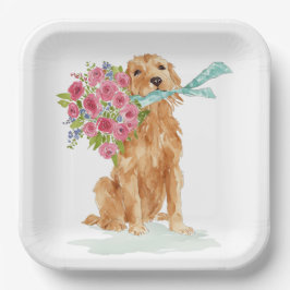 Golden Retriever Coquette Papier Borden Papieren Bordje