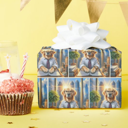 Golden Retriever Corporate Zakenman Cadeaupapier (Verjaardagsfeest)