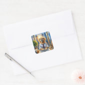 Golden Retriever Corporate Zakenman Vierkante Sticker (Envelop)