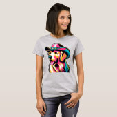 Golden Retriever Cowgirl Pop Art Shirt (Voorkant volledig)