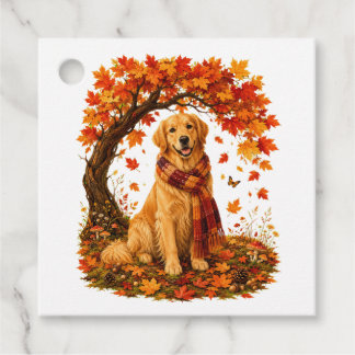 Golden Retriever Cozy Autumn Thanksgiving Bedankjes Labels