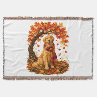 Golden Retriever Cozy Autumn Thanksgiving Deken
