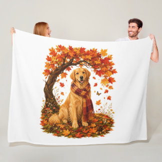 Golden Retriever Cozy Autumn Thanksgiving Fleece Deken