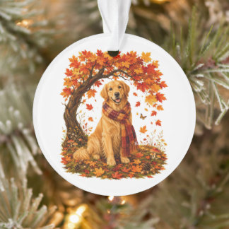 Golden Retriever Cozy Autumn Thanksgiving Ornament