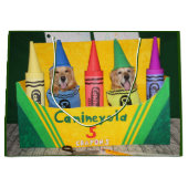 Golden Retriever Crayons in een Crayon Box Groot Cadeauzakje (Voorkant)