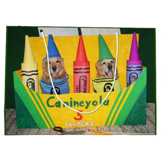 Golden Retriever Crayons in een Crayon Box Groot Cadeauzakje (Achterkant)