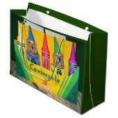 Golden Retriever Crayons in een Crayon Box Groot Cadeauzakje (Voorkant Gekanteld)