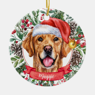Golden Retriever Custom Dog kerstversiering Keramisch Ornament