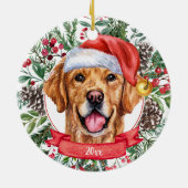 Golden Retriever Custom Dog kerstversiering Keramisch Ornament (Achterkant)