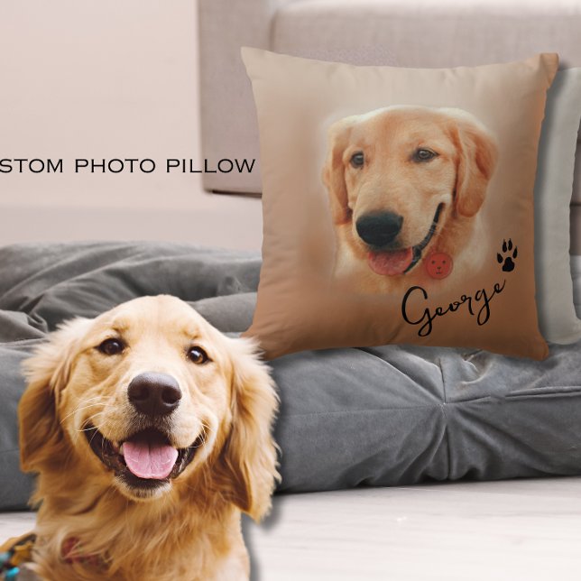 Golden Retriever Custom Dog Photo Afbeelding Kussen (Golden Retriever Custom Dog Photo Image Throw Pillow)