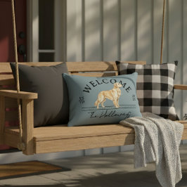 Golden Retriever Custom Familienaam Welkom Accent Kussen