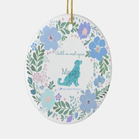 Golden Retriever Custom Pastel Blue Memorial Keramisch Ornament (Rechts)