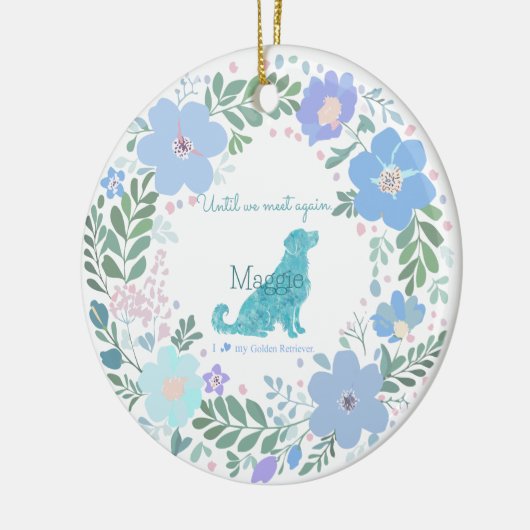 Golden Retriever Custom Pastel Blue Memorial Keramisch Ornament (Links)