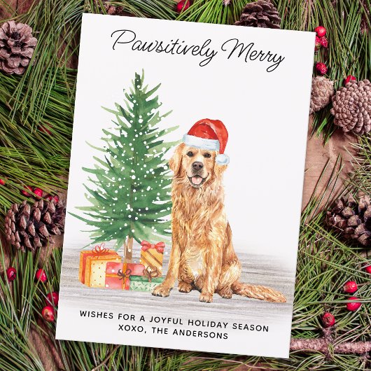 Golden Retriever Custom Schattige Merry Christmas  Feestdagenkaart