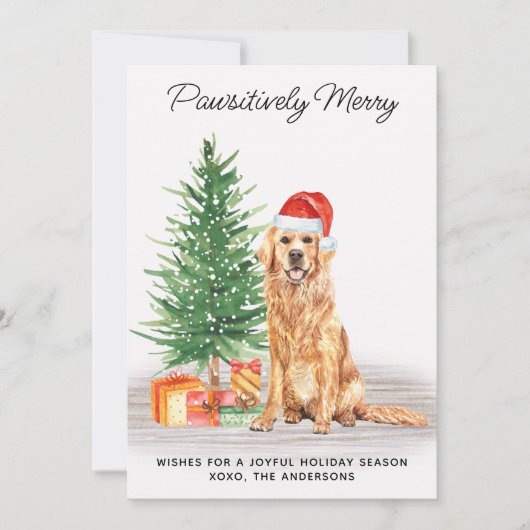 Golden Retriever Custom Schattige Merry Christmas  Feestdagenkaart (Voorkant)