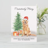 Golden Retriever Custom Schattige Merry Christmas  Feestdagenkaart (Staand voorkant)