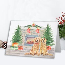 Golden Retriever Cute Dog-kersthaard Feestdagen Kaart