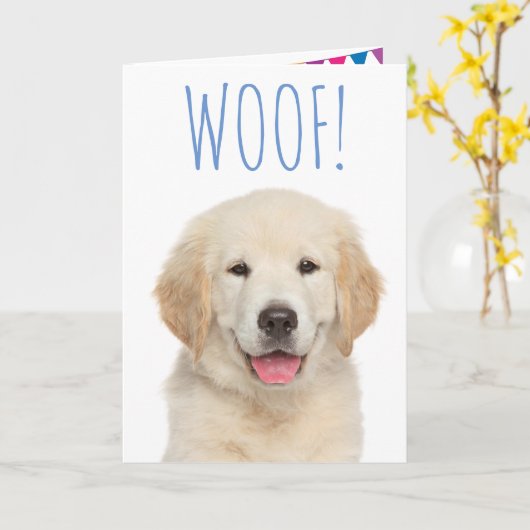 Golden Retriever Cute Puppy Birthday Kaart (Gele Bloem)
