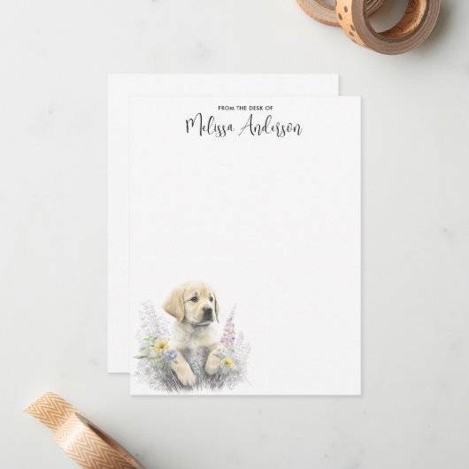 Golden Retriever Cute Puppy Dog Persoonlijk Notitiekaartje (Voorkant / Achterkant in situ)