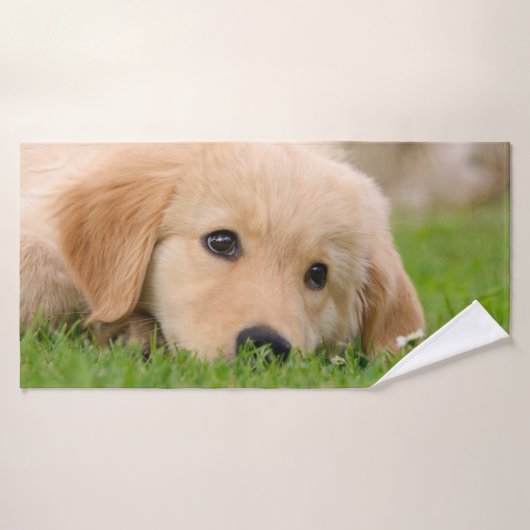 Golden Retriever Cute Puppy Dreams Dog Foto Bad Handdoek (Badhanddoek)