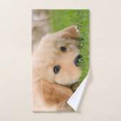 Golden Retriever Cute Puppy Dreams Dog Foto Bad Handdoek (Handdoek)