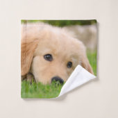 Golden Retriever Cute Puppy Dreams Dog Foto Bad Handdoek (Wasdoekje)