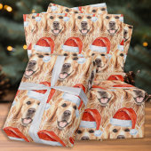 Golden Retriever Cute Santa Dog kerstfeestdag Inpakpapier Vel