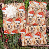 Golden Retriever Cute Santa Dog kerstfeestdag Inpakpapier Vel
