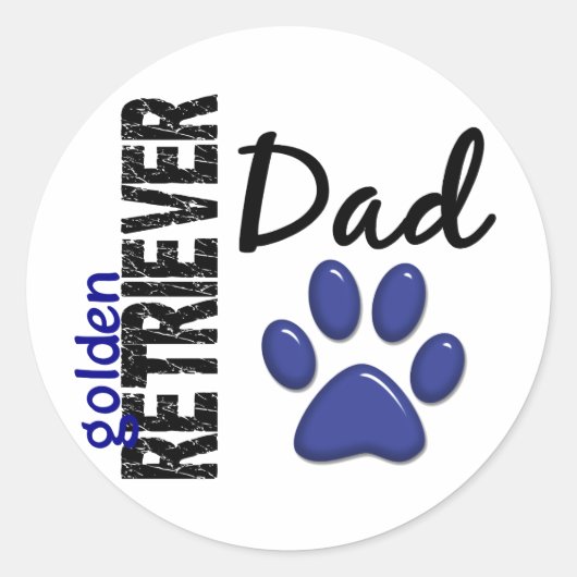 Golden Retriever Dad 2 Ronde Sticker (Voorkant)