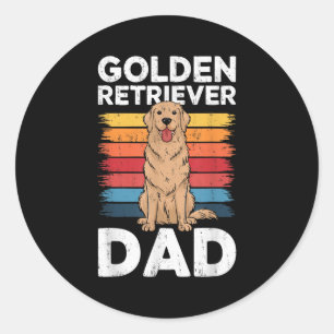 Golden Retriever Dad Shirt Mannen Daddy Hondenlief Ronde Sticker
