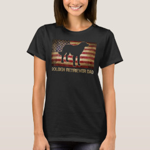 Golden Retriever Dad Vintage American Flag Patriot T-shirt