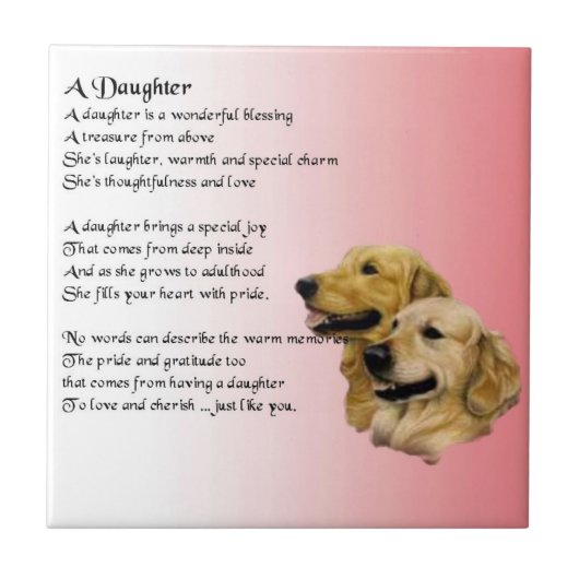 Golden Retriever - Daughter gedicht Tile Tegeltje (Voorkant)
