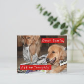 Golden Retriever Definieert Naughty Kerstmis Feestdagenkaart (Staand voorkant)