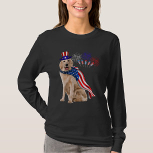 Golden Retriever die Amerikaanse vlag vuurwerk 4 T-shirt