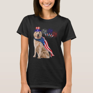 Golden Retriever die Amerikaanse vlag vuurwerk 4 T-shirt