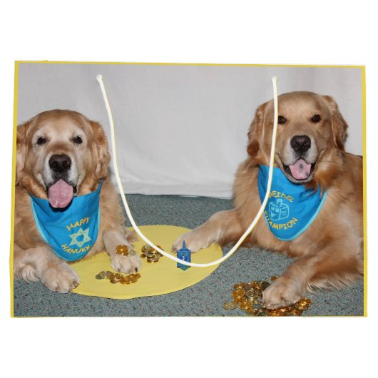 Golden Retriever die Dreidel Hanukkah speelt Groot Cadeauzakje (Achterkant)