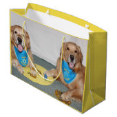 Golden Retriever die Dreidel Hanukkah speelt Groot Cadeauzakje (Achterkant Gekanteld)