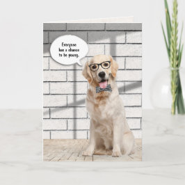 Golden Retriever die een oudere vogelkaart krijgt Kaart