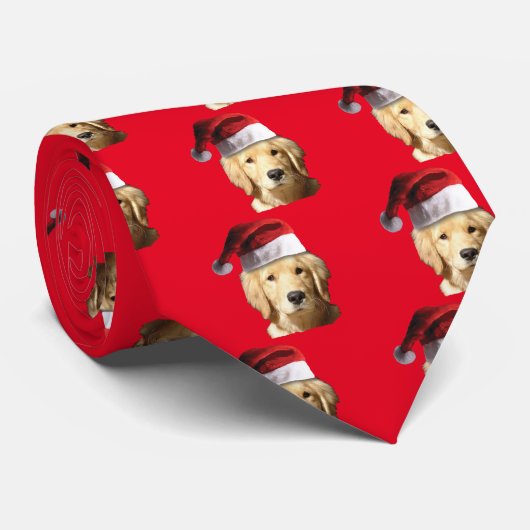 Golden Retriever die een Pet van de Kerstman droeg Stropdas (Opgerold)
